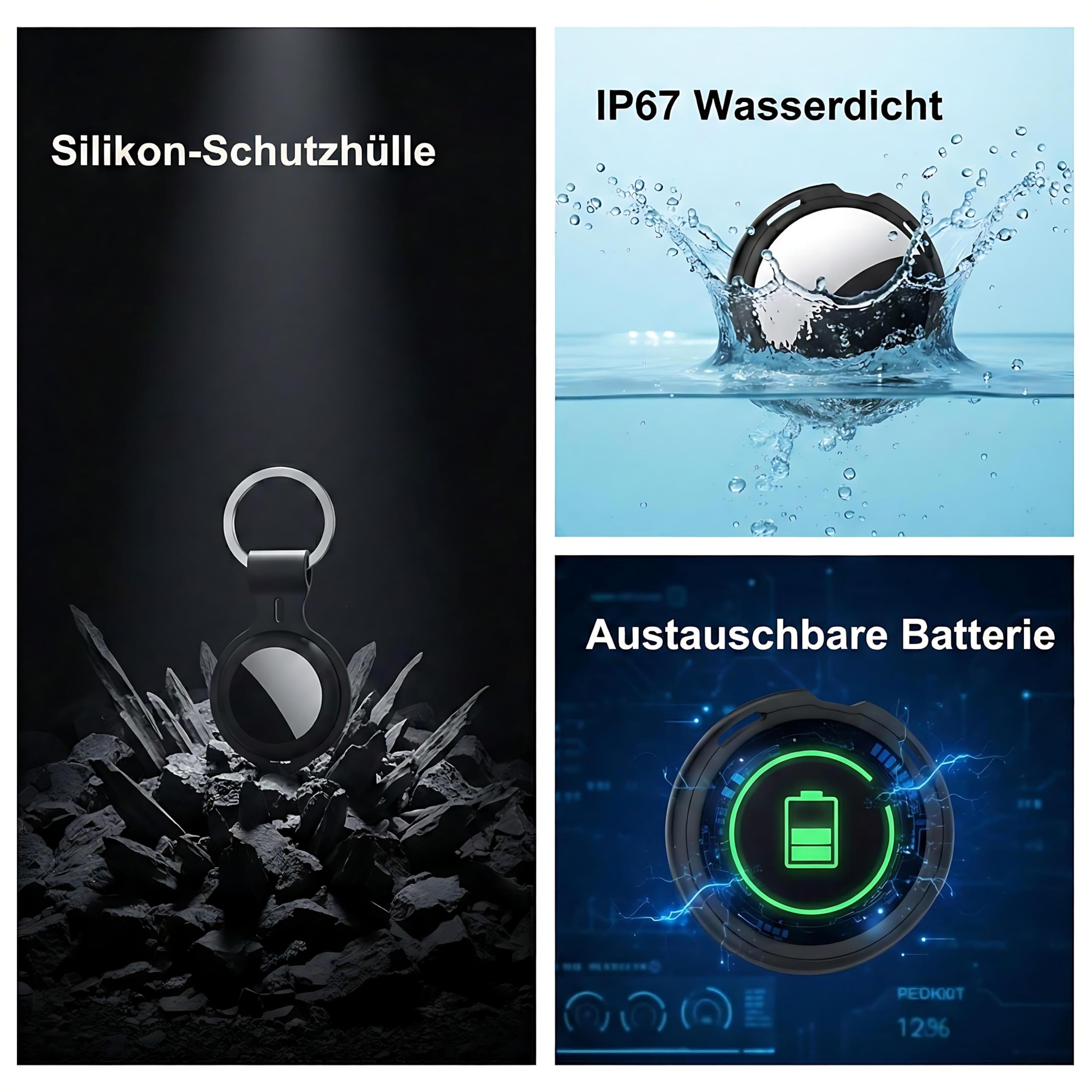 4er Pack Air Tracker Smart Tag Schlüsselfinder [Apple MFi-zertifiziert] Kompatibel mit Apple Wo ist Bluetooth wasserdicht Schlüssel Geldbörse Koffer Gepäck Haustier ohne Abo weltweite Ortung (Nur iOS)