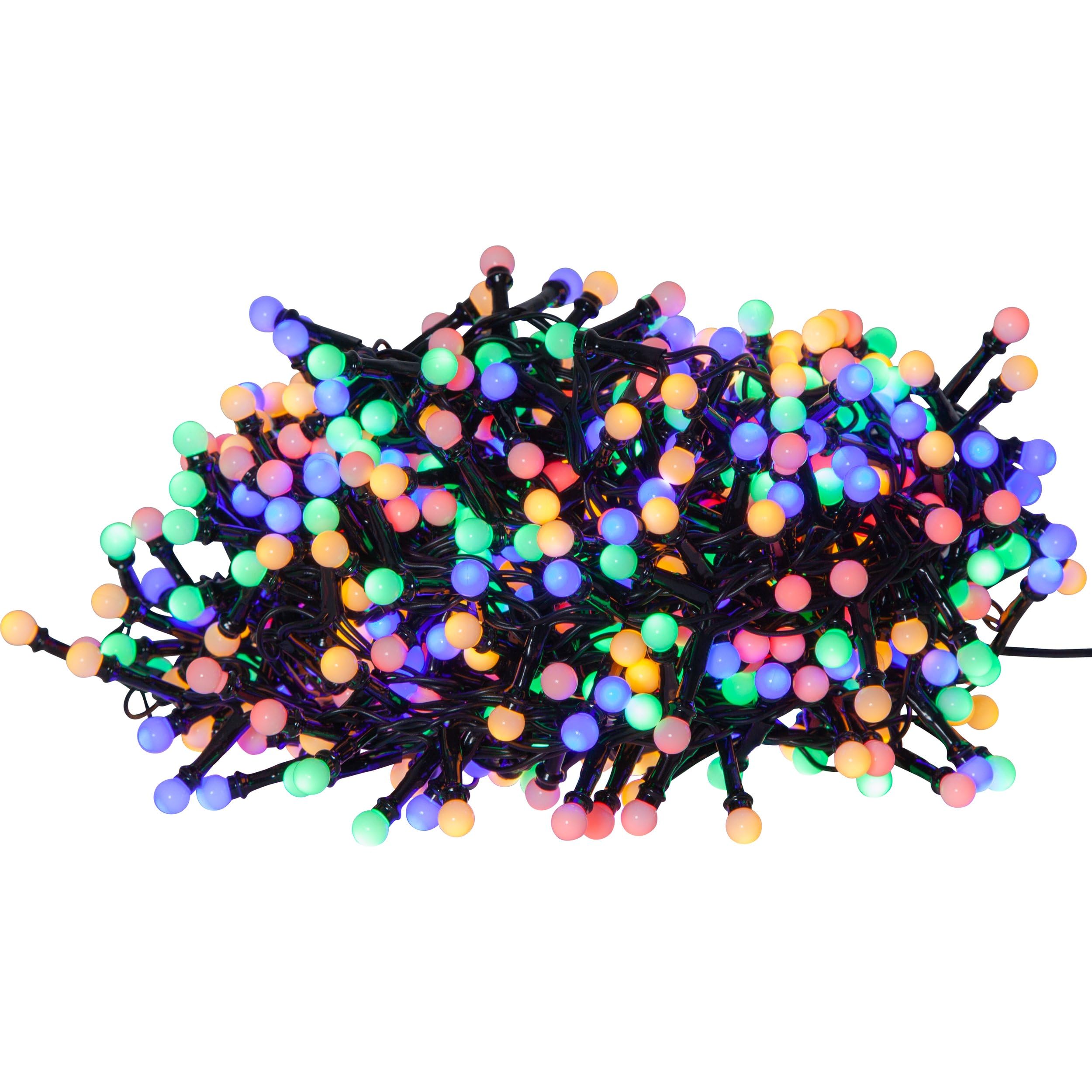 EGLO Catena luminosa esterna Berry Mini, illuminazione natalizia | da giardino, catena LED, plastica nera e bianca IP44, multicolore, 1400 cm