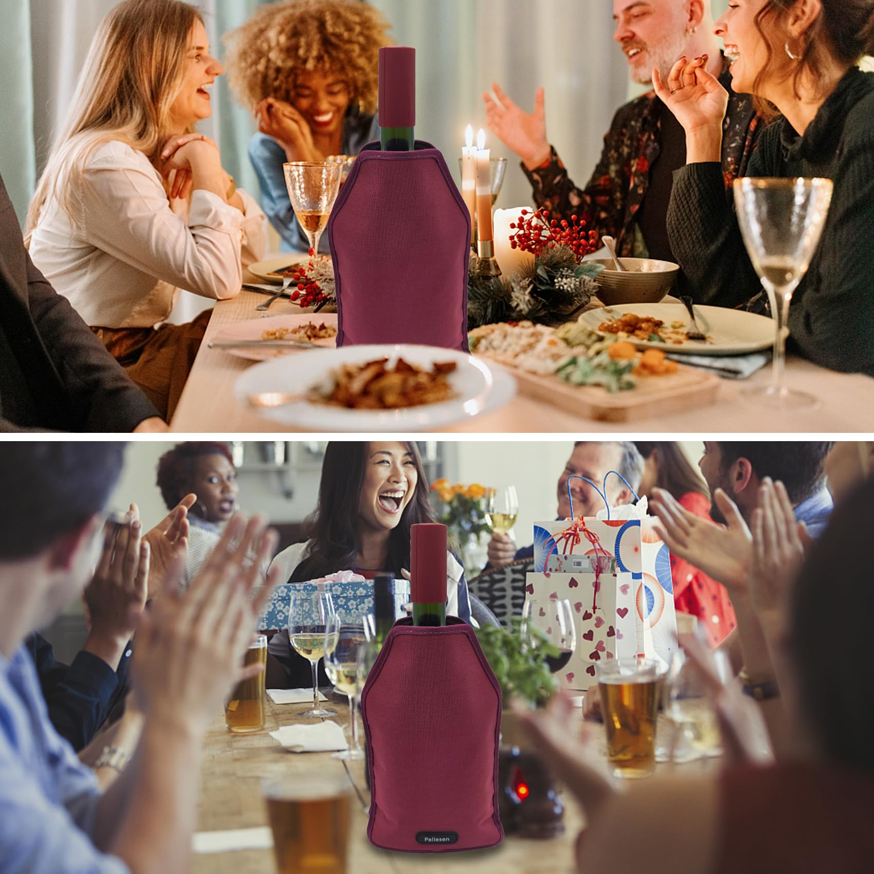 Pallesen Portable Wine Cooler Sleeve Reusable Wine Bottle Chiller Flexible Wine Ice Bag Keep Wine Cool and Refreshing for 750ml Standard Size Bottles Red Wine, White Wine & Champagne (Burgundy) — Amazon image 5