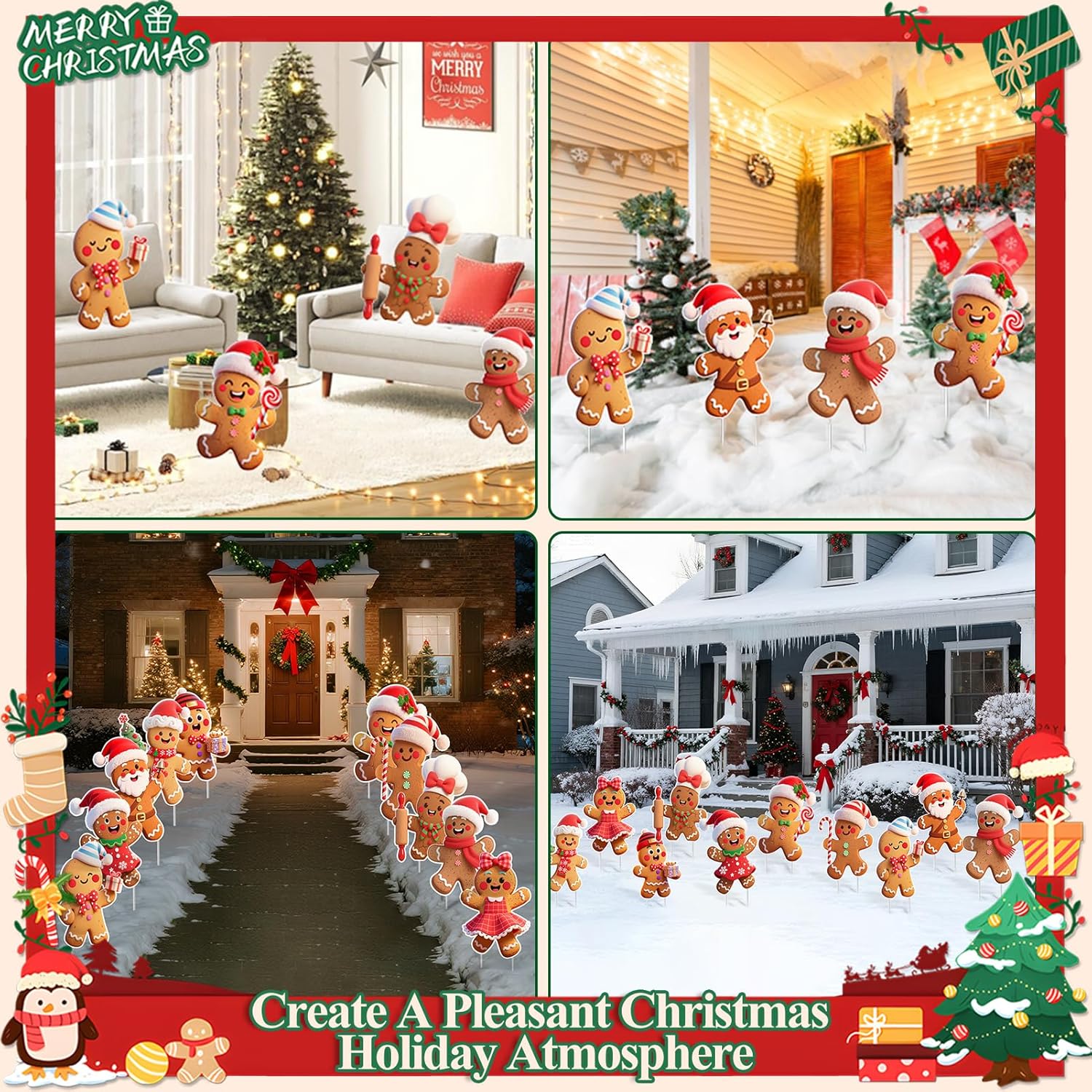 Remiawy Gingerbread Outdoor Christmas Decorations, 10 PCS Christmas Yard Signs, Gingerbread Lawn Stakes for Outdoor Decor, Ginger Bread Man for Winter Xmas Garden Walkway Pathway Holiday Decorations - Image 7