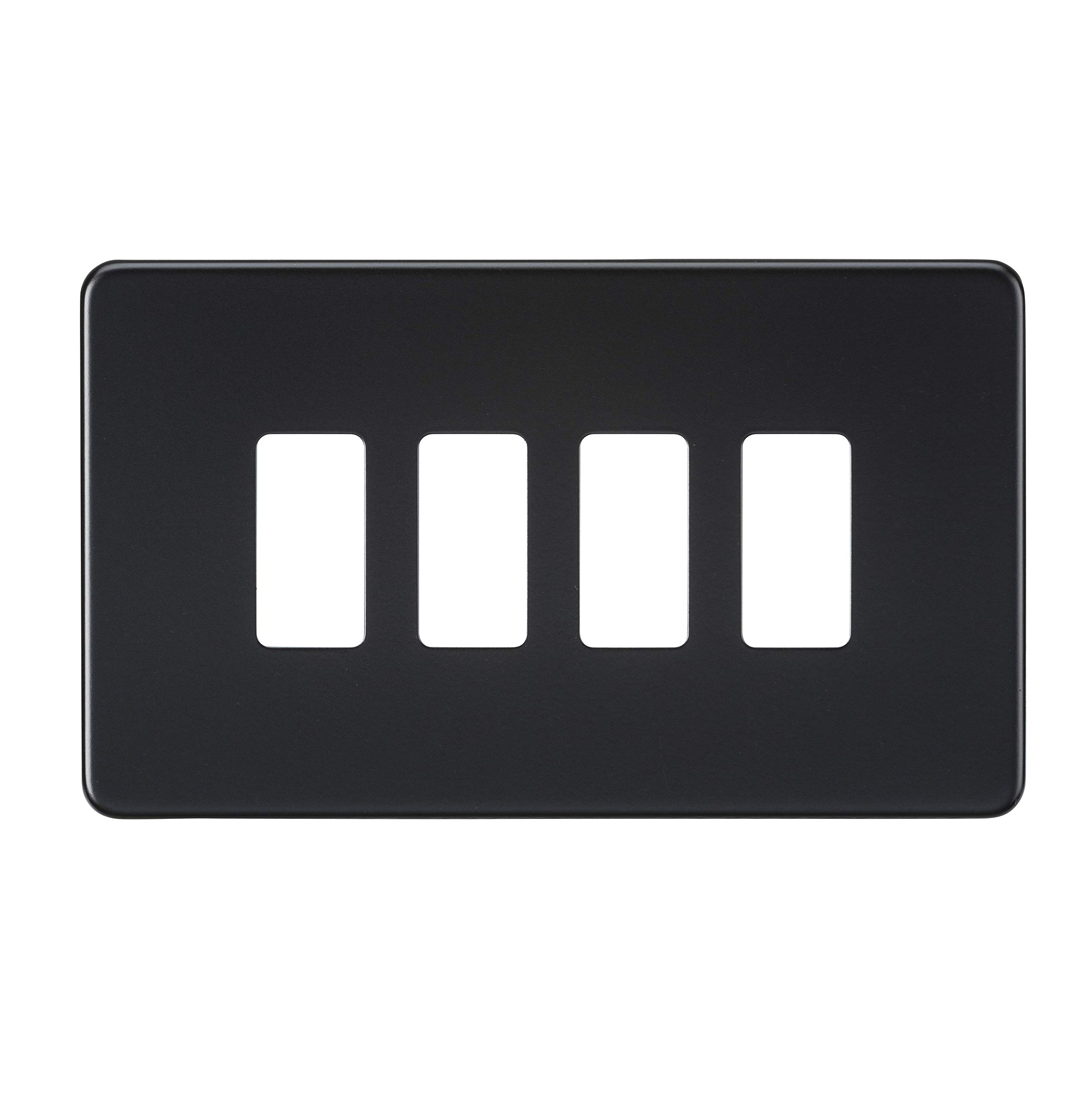 Knightsbridge Black / Black Screwless 4G Grid Faceplate - Matt