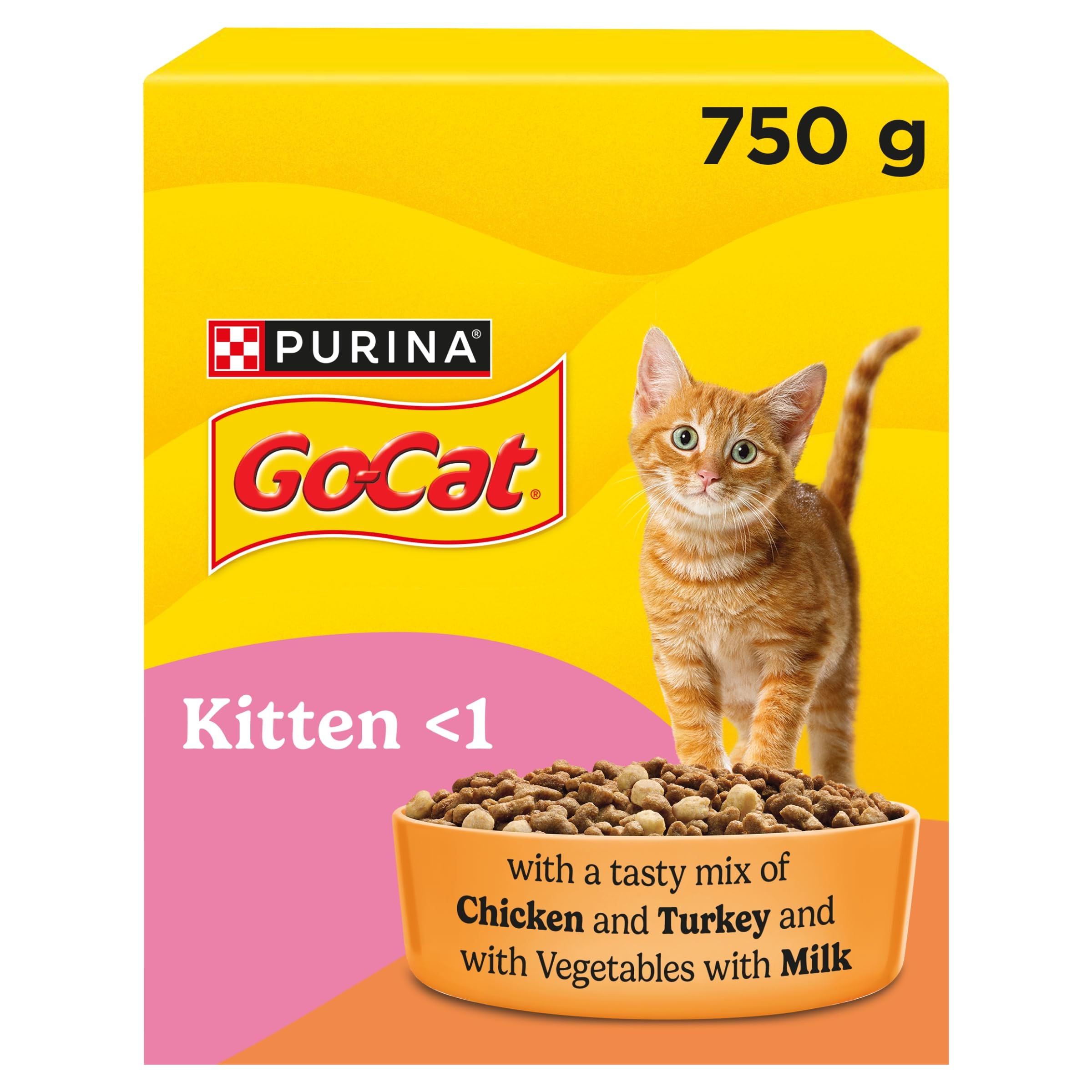 GO-CAT Kitten Chicken, Turkey and Milk Dry Cat Food 750g