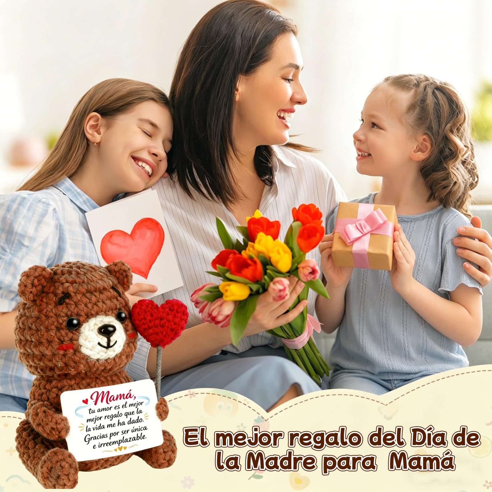 Gkmamrg Regalo Dia de la Madre - Oso Positiva Regalo Mama, Oso Hechas a Mano - Regalo Mamá cumpleaños - Gifts for Mom — view 2