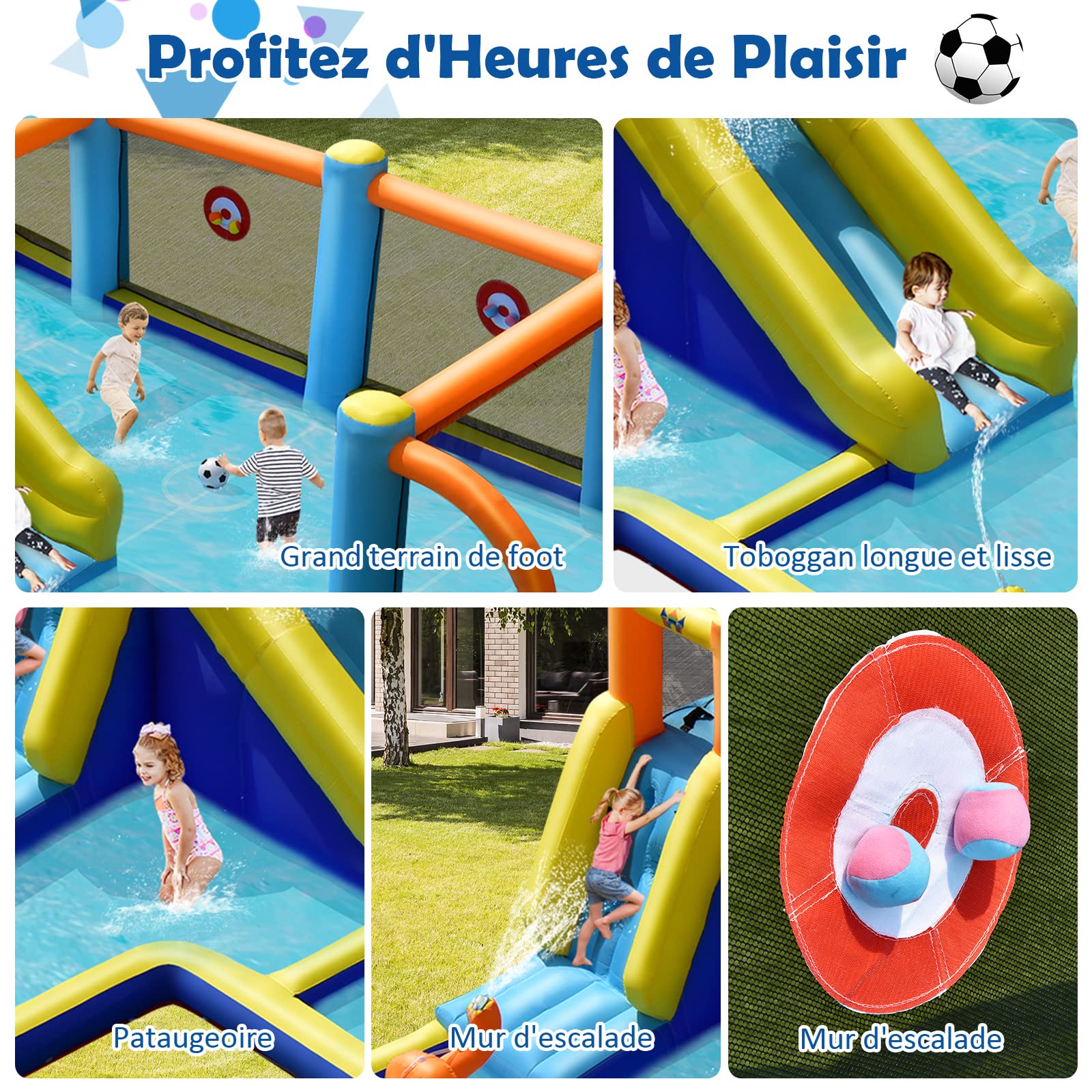 GOPLUS Château Gonflable XXL avec Souffleur 680W Toboggan Aquatique