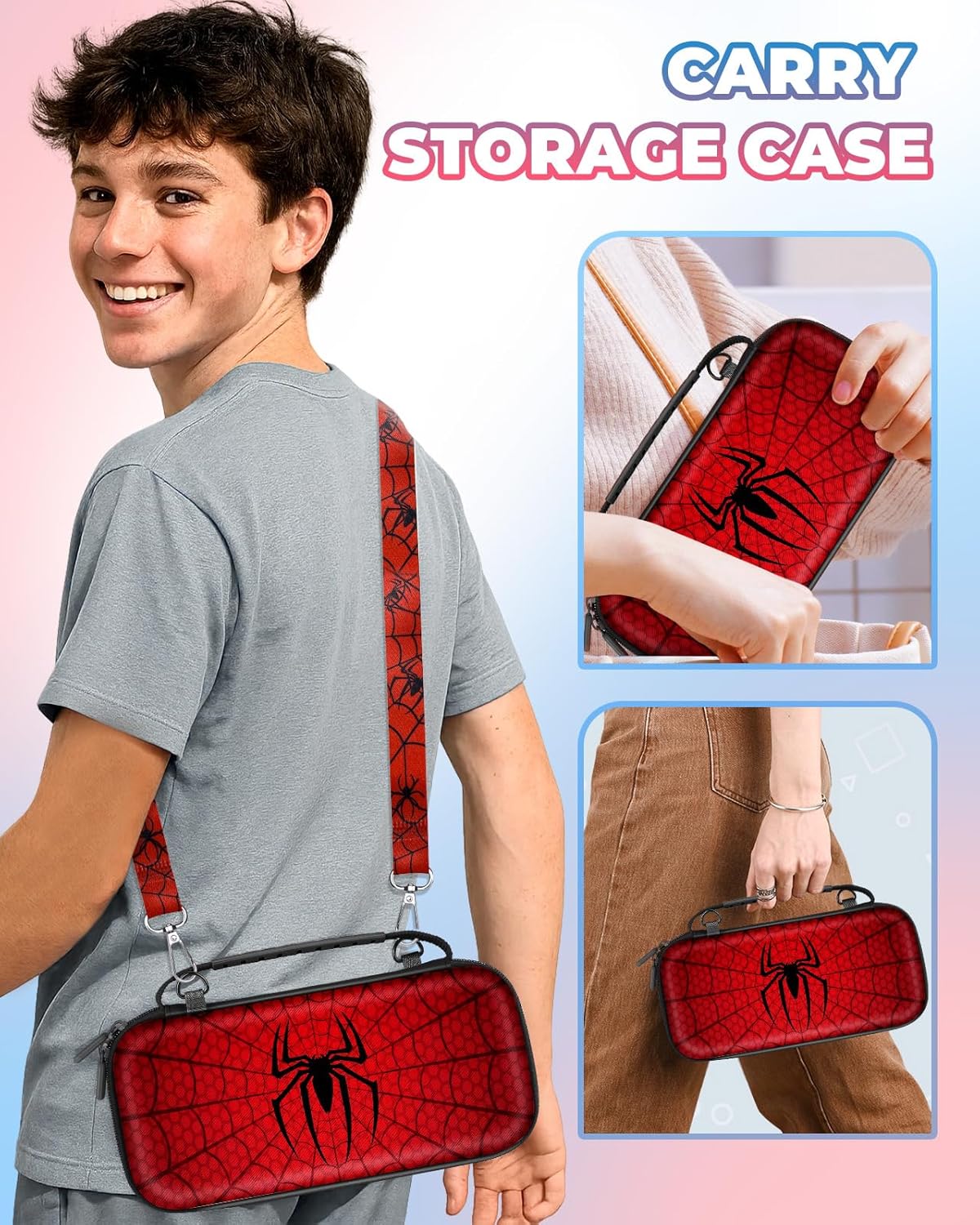 Gurgitat for Nintendo Switch 2 Carrying Case - Red Zhizhu Cute Cool Design with Handle and Strap for Switch 2 2025 Travel Cases Portable Storage Carry Protective Hard Shell for Boys Teens Girls - Image 6