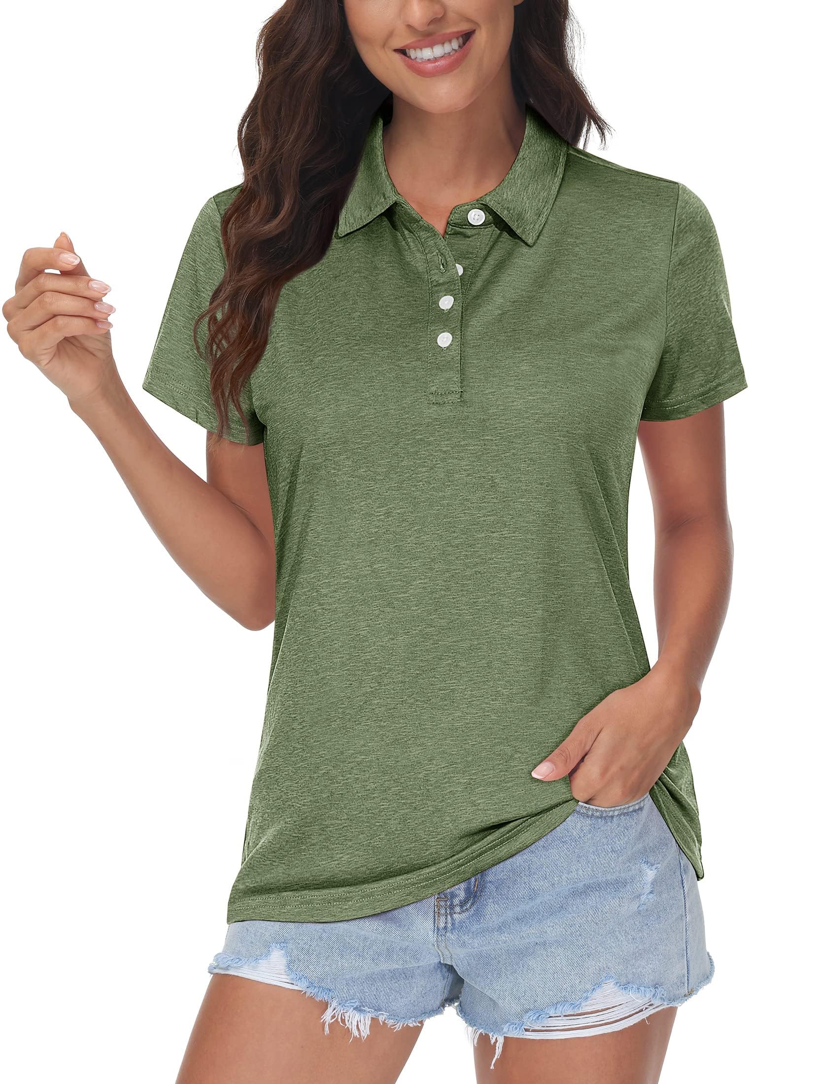 MAGCOMSEN Polo à manches courtes pour femme - Séchage rapide - Pour le golf et le tennis - Évacuation de l'humidité - Pour le sport et le travail