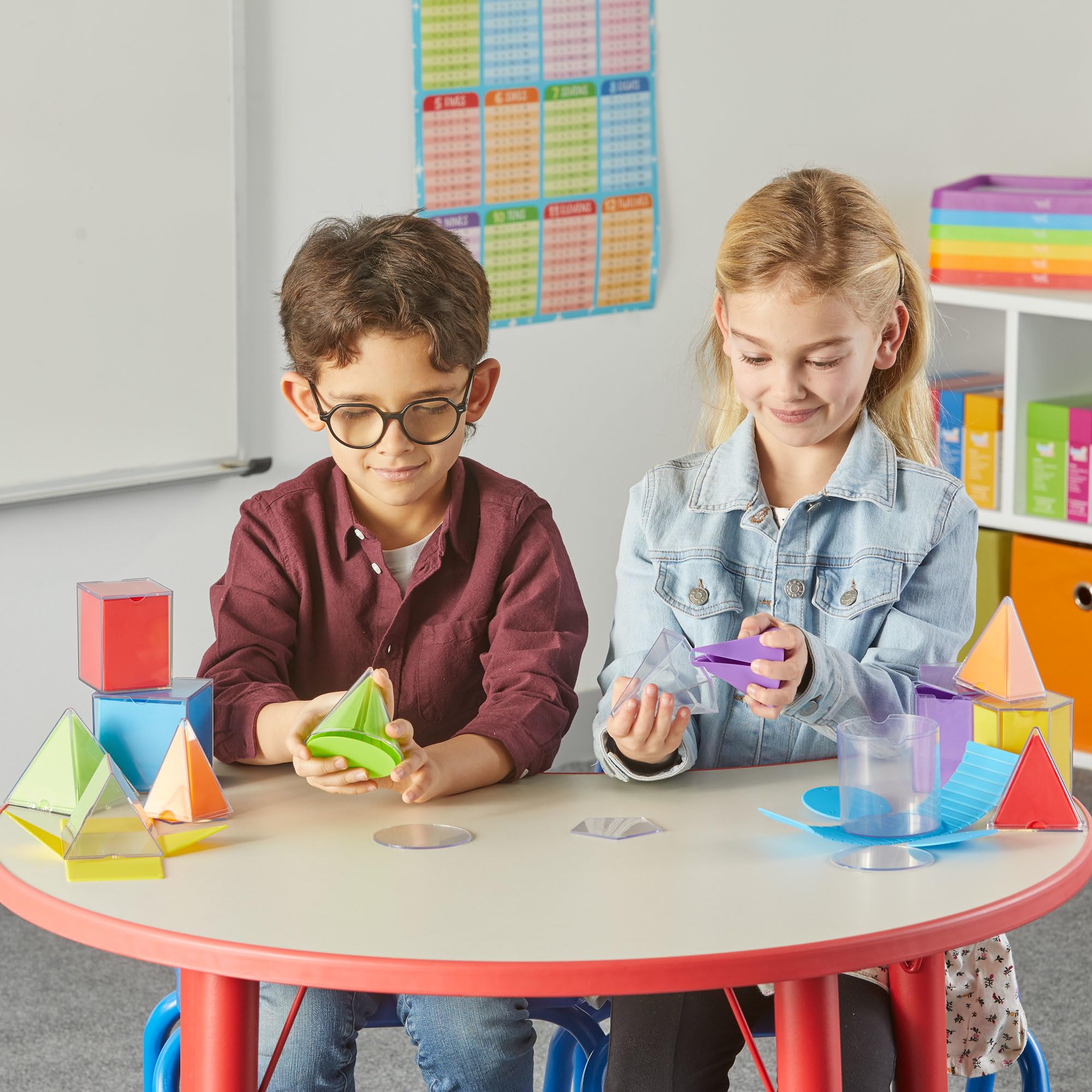 Learning Resources Formas geométricas Plegables Set, +7 años | Formas y redes transparentes ayudan a comprender área, volumen y propiedades