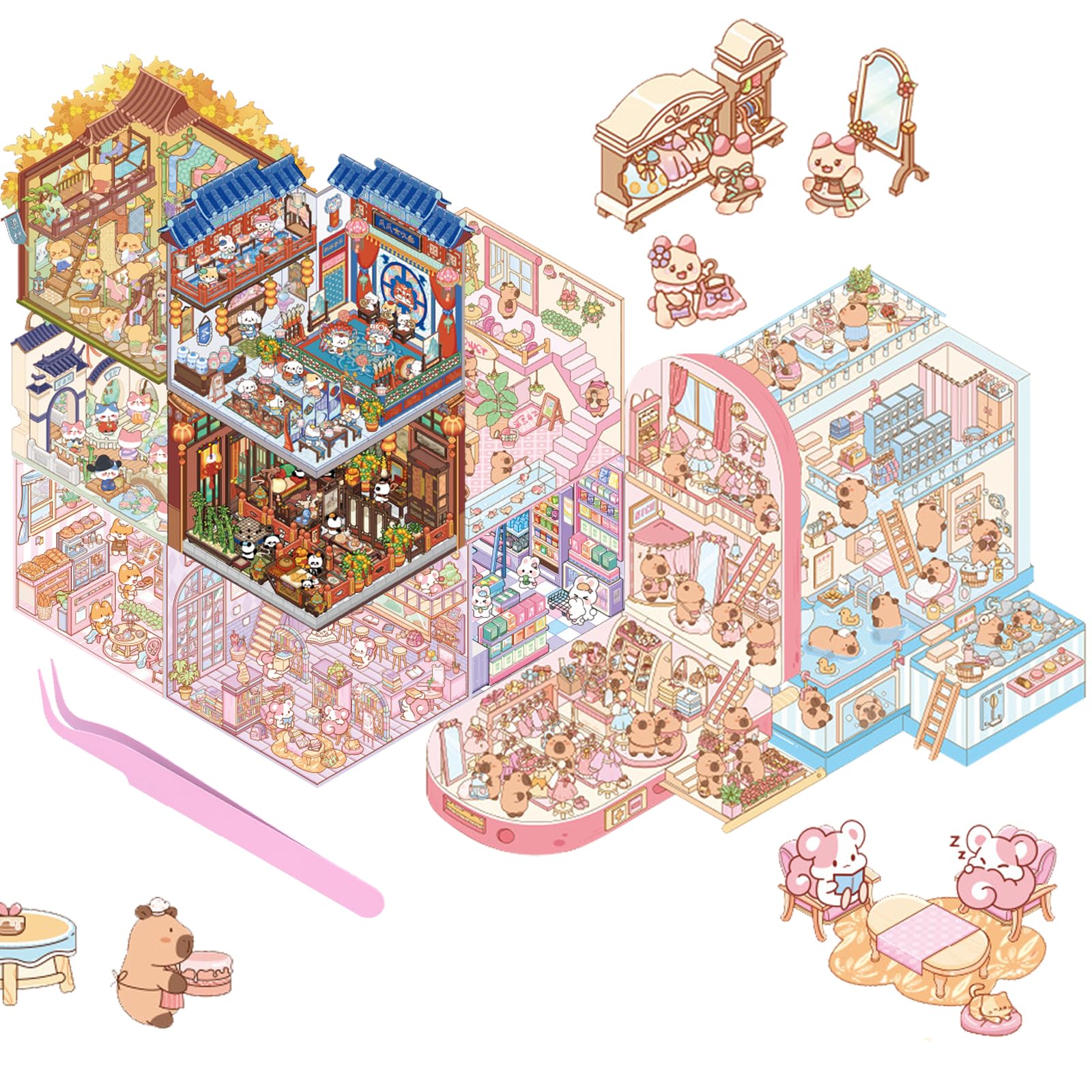 HTTDSLF 3D Sticker Scenes, 3D House Stickers, Stickers Therapy, Large Sticker Scene - Image 4