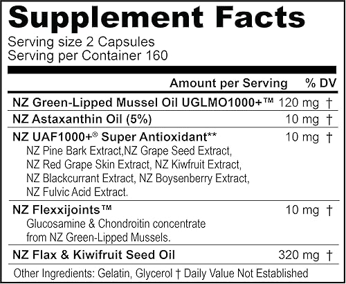 Miniatura 9 de FREZZOR Omega 3 Black - Cápsulas de aceite de mejillón con labios verdes, fabricadas en Nueva Zelanda, UAF1000+, sin regusto a pescado, 120 unidades