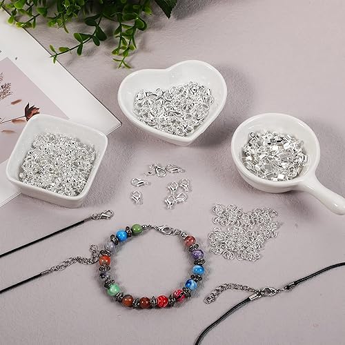 Miniatura 7 de El juego de 880 piezas de accesorios para fabricación de joyas incluye 80 cierres de langosta, 200 cubiertas de nudo de cuentas, 200 cubiertas de