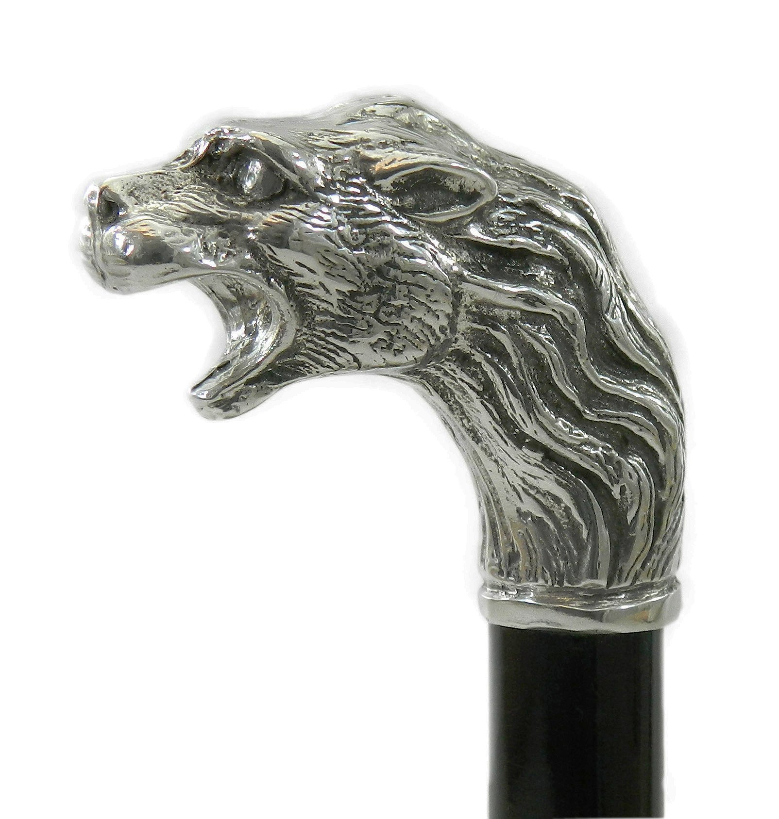 Bastón de paseo CAVAGNINI madera y peltre puro león elegante para ancianos ceremonia (marrón)