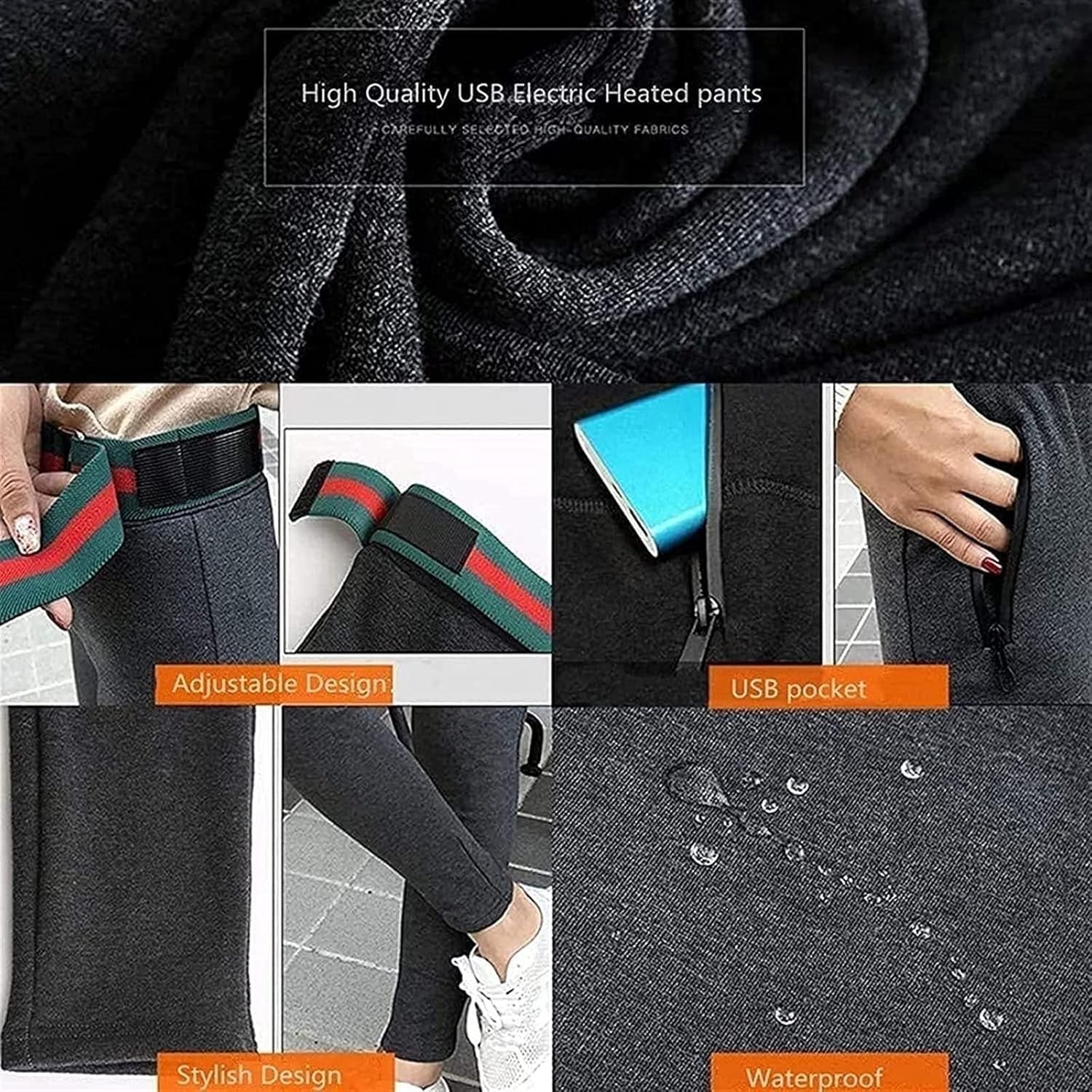 Ropa Interior térmica, Traje Calefactor, Ropa Interior eléctrica de Invierno para Mujer, Pantalones térmicos Lavables, para Senderismo al Aire Libre, esquí, Pesca, Acampada (Gris, L)