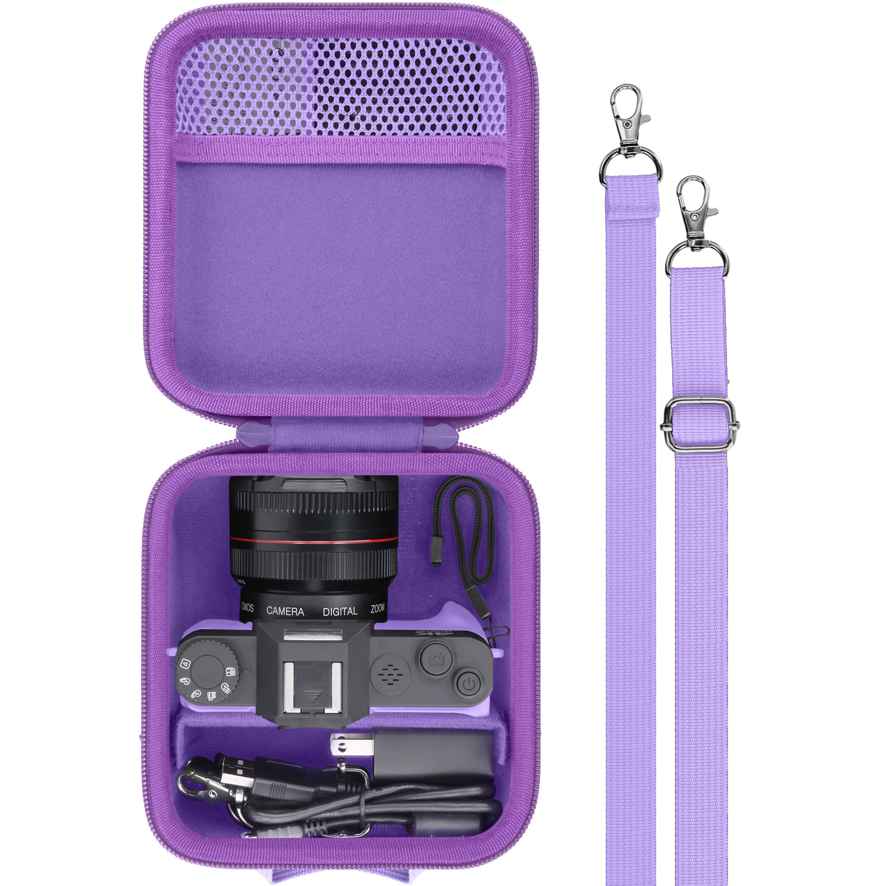 Baval Camera Case for VJIANGER/VETEK/NIKICAM/Yatao 4K Vlogging Camera,Carrying Case Holder for 4K Vlogging Camera and Accessories(Purple Case)