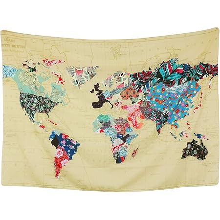 Amazon Co Jp Shiny Flower 世界地図タペストリー 壁布 布ポスター 大判 壁掛け 壁飾り 模様替え 装飾用品 インテリア 多機能 部屋や窓の飾り リビングルーム ベッドルーム 個性プレゼント 150 130cm ホーム キッチン