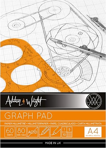 Miniatura 4 de Ashton and Wright - A4 Gris - Cuadrícula Gráfica - Papel de 2.82 ozm - 60 hojas - Paquete de 2