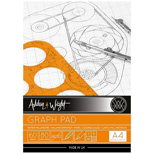 Miniatura 4 de Ashton and Wright - Bloc de cuadrícula gris A4 - Papel de 2.82 ozm - 60 hojas - Paquete de 5