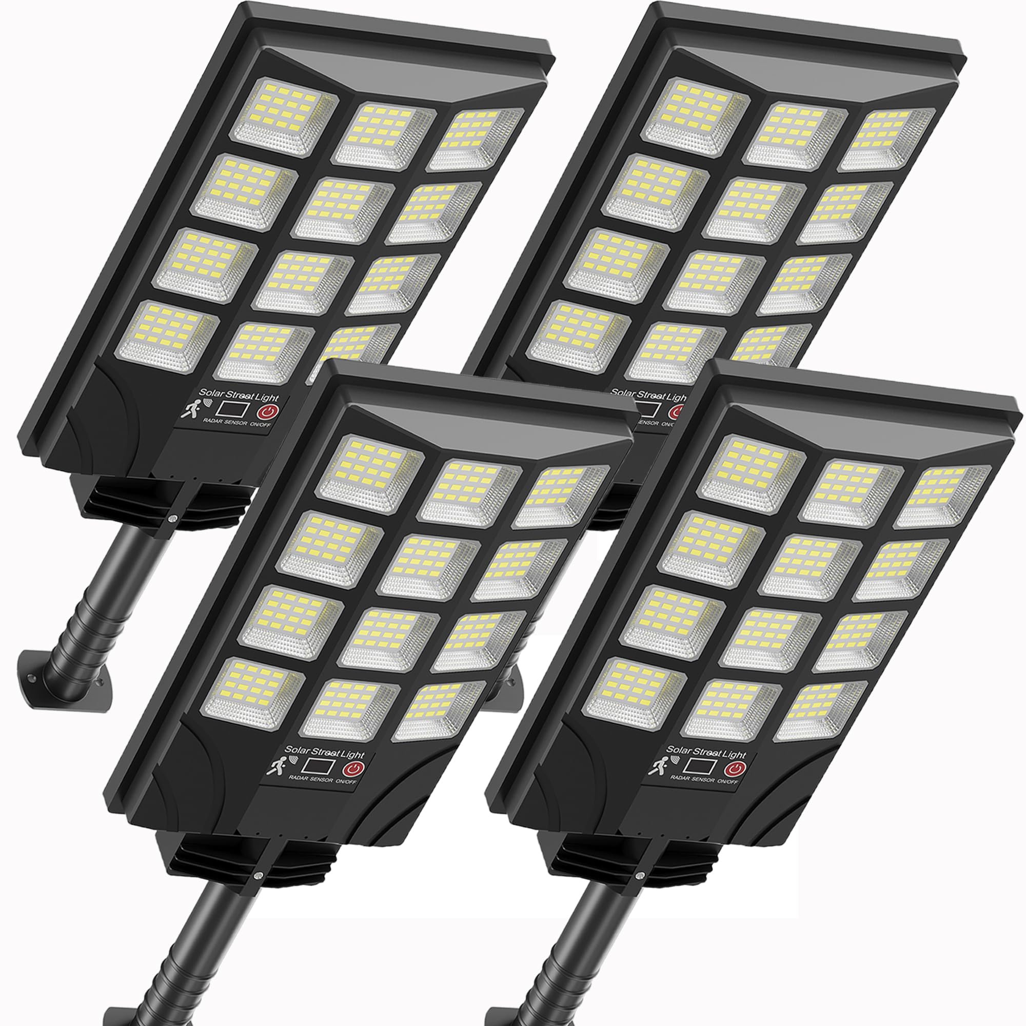 TFKK Solar Street Lights Outdoor Motion Sensor, 6500K Dusk to Dawn LED Solar Flood Light, Waterproof Security Light for Outside Garden Yard Parking Lot, 4PCS