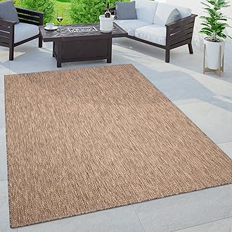 Paco Home Outdoor Rug For Garden Area Rug Living Room Kitchen Rug Modern Aztec Pattern Monochrome Mottled, Size:160x220 cm, Colour:Beige