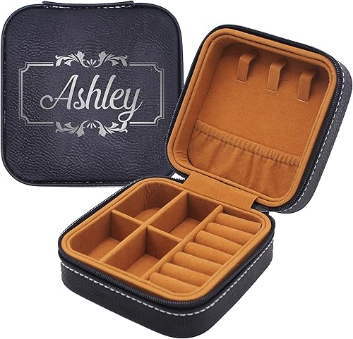 Miniatura 5 de My Personal Memories Joyero organizador personalizado para anillos, pulseras, aretes, perfecto para ella, mamá, esposa, hermana (negro)