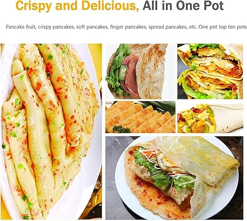 Miniatura 5 de Máquina para hacer crepas redonda comercial con antiadherente, base de cocción de acero inoxidable con temperatura ajustable, máquina de plancha