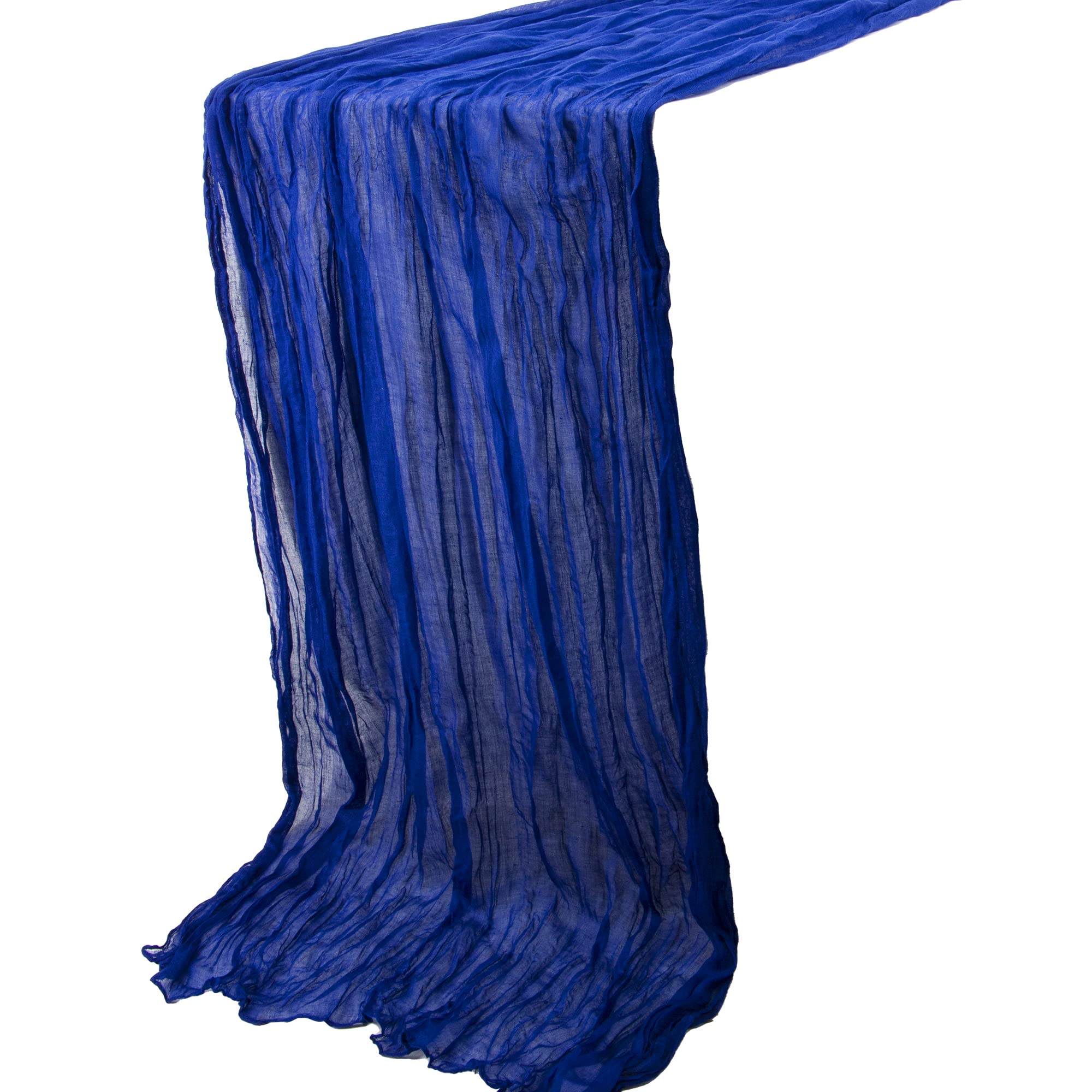 Time to Sparkle 3PCS Cheesecloth Table Runner 90X400CM Vintage Gauze Romantic Table Runner for Wedding Bridal Shower Birthday Party Table Decor Royal Blue