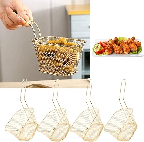 Miniatura 5 de Cesta de acero inoxidable para freidora, colador para papas fritas, colador de alimentos, herramientas de cocina, 4 cestas para papas fritas fritas