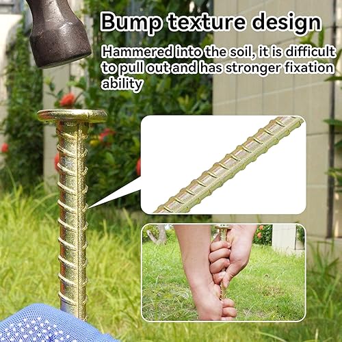 Miniatura 6 de JPOIP Estacas de barras de refuerzo de 23 pulgadas de largo, anclajes de asfalto de acero galvanizado resistente de 12 pulgada de diámetro para