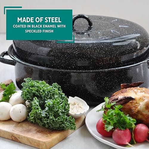 Miniatura 3 de MIRRO Tostador ovalado esmaltado de 18 pulgadas con tapa, negro