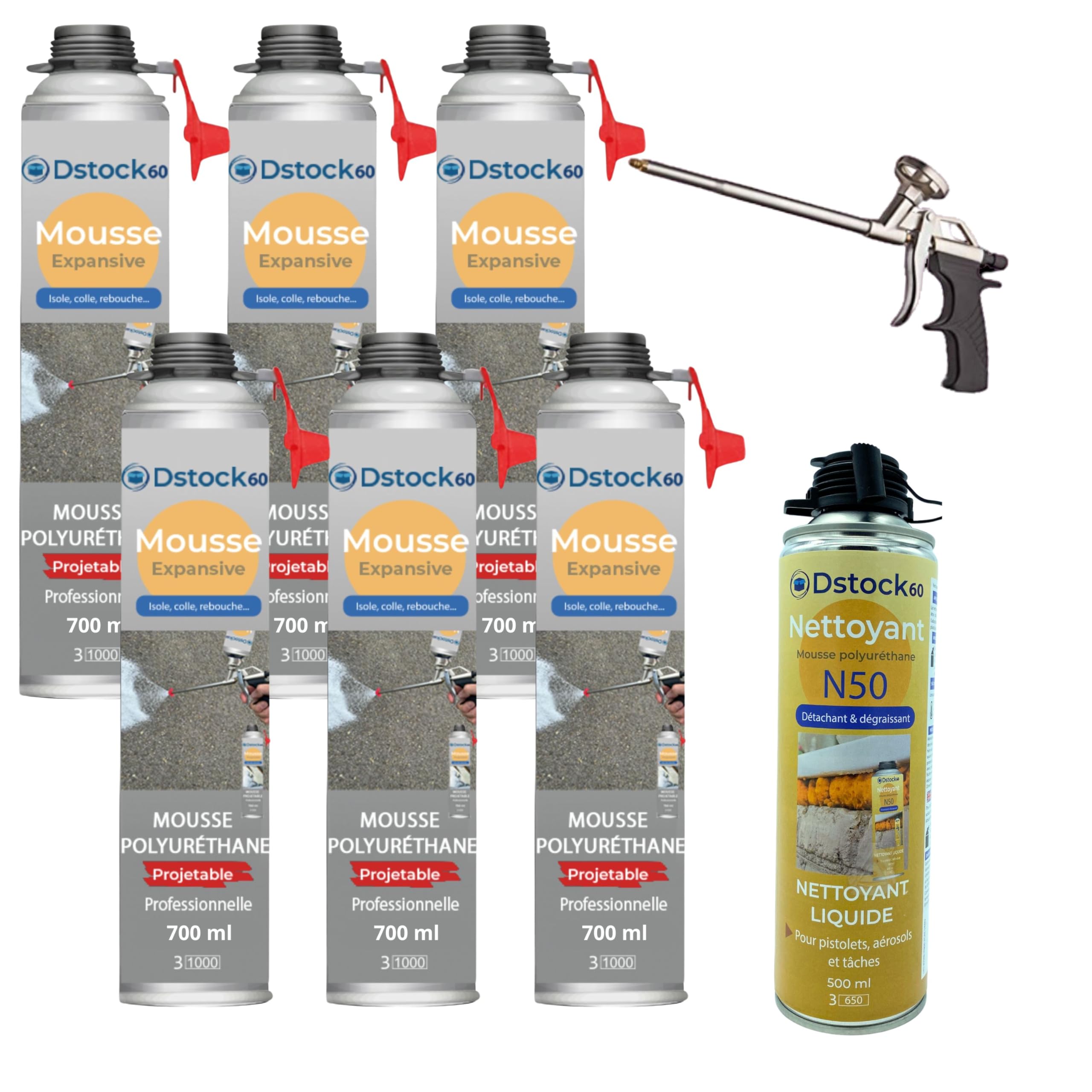 Mousse expansive polyuréthane multi-surfaces kit isolation thermique pistolet