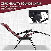 Vista 3 de Outsunny Juego de sillas Zero Gravity con mesa auxiliar, silla reclinable plegable con portavasos y almohadas, sillas de salón ajustables