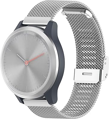 Watch Band Compatible with Garmin Venu 2 Plus/Vivomove Sport/Venu sq for Women&Men Stainless Steel Metal Wristbands for Garmin Venu sq/Venu sq Music/Venu Bracelet Mesh Strap Replacement Bands(Silver)