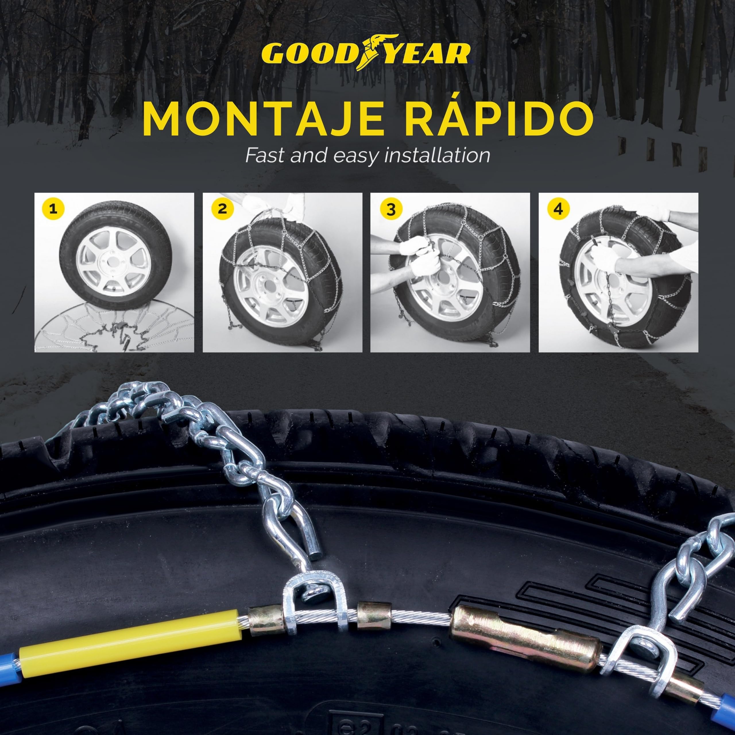 Goodyear 77958 "G7" Cadenas de nieve 7 mm para coche, Talla 130, Primera calidad Homologación TUV y GS ÖNORM