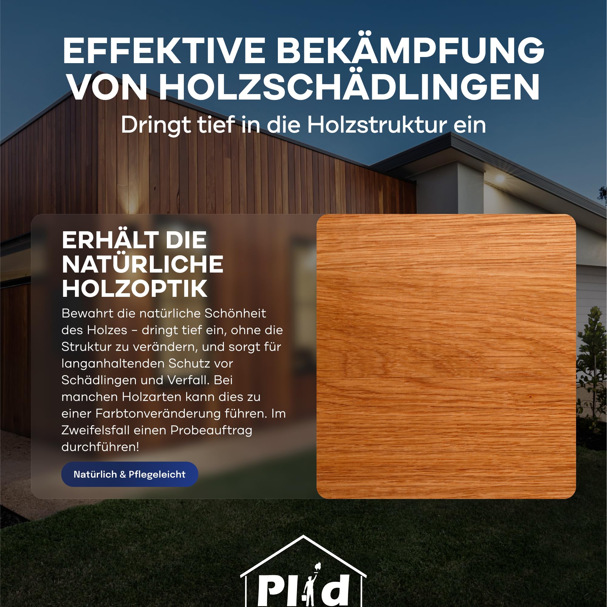Plid Holzwurm-Schreck – Effektiver Holzschutz/Holzwürmer & Holzbohrkäfer | Tiefenwirksame Verfestigung & Prävention | Umweltfreundlich, farblos & einfach anzuwenden für Innen & Außen (750ml)