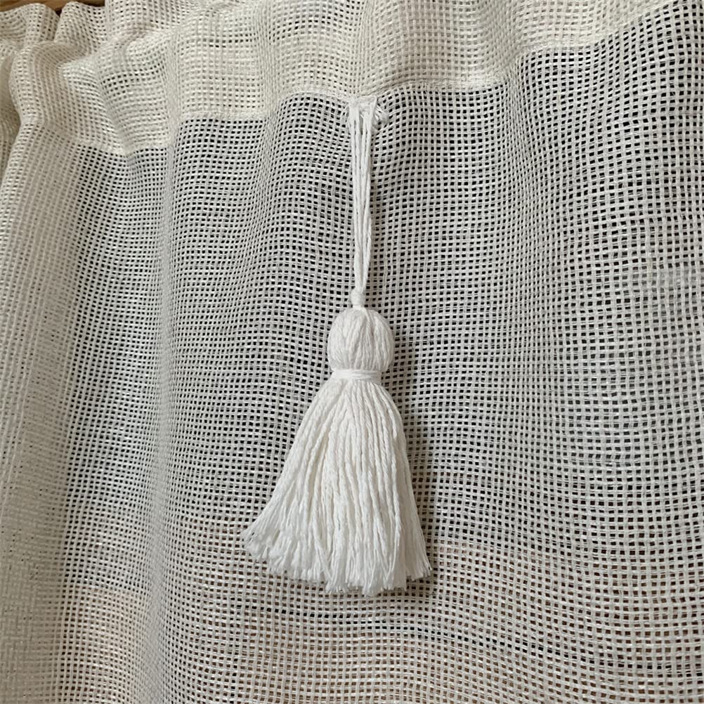 Krótkie zasłony, Zasłona Sheer Valance, krótka, przezroczysta, sztuczna tkanina lniana(W x H 100x75cm)