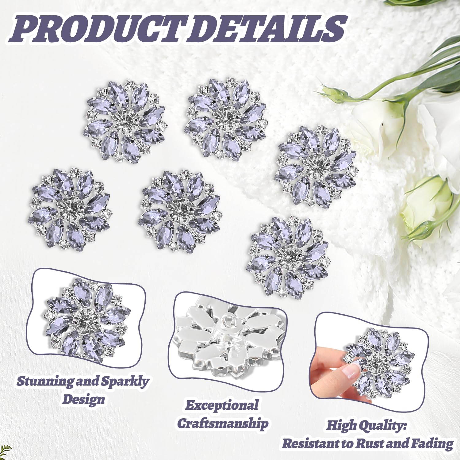 Toppe con paillettes argento, 20 pezzi, strass, perline, fiori, applique, spille, adesivi, toppe per vestiti, borse, scarpe, accessori da cucire. - Italia