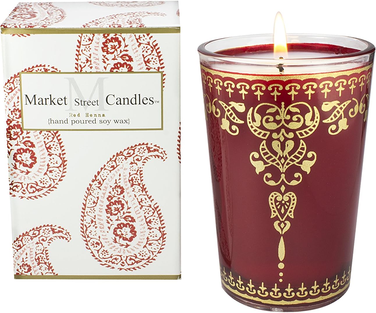 Market Street Candles Red Henna Moroccan Soy Wax Candle, Rose Amazon