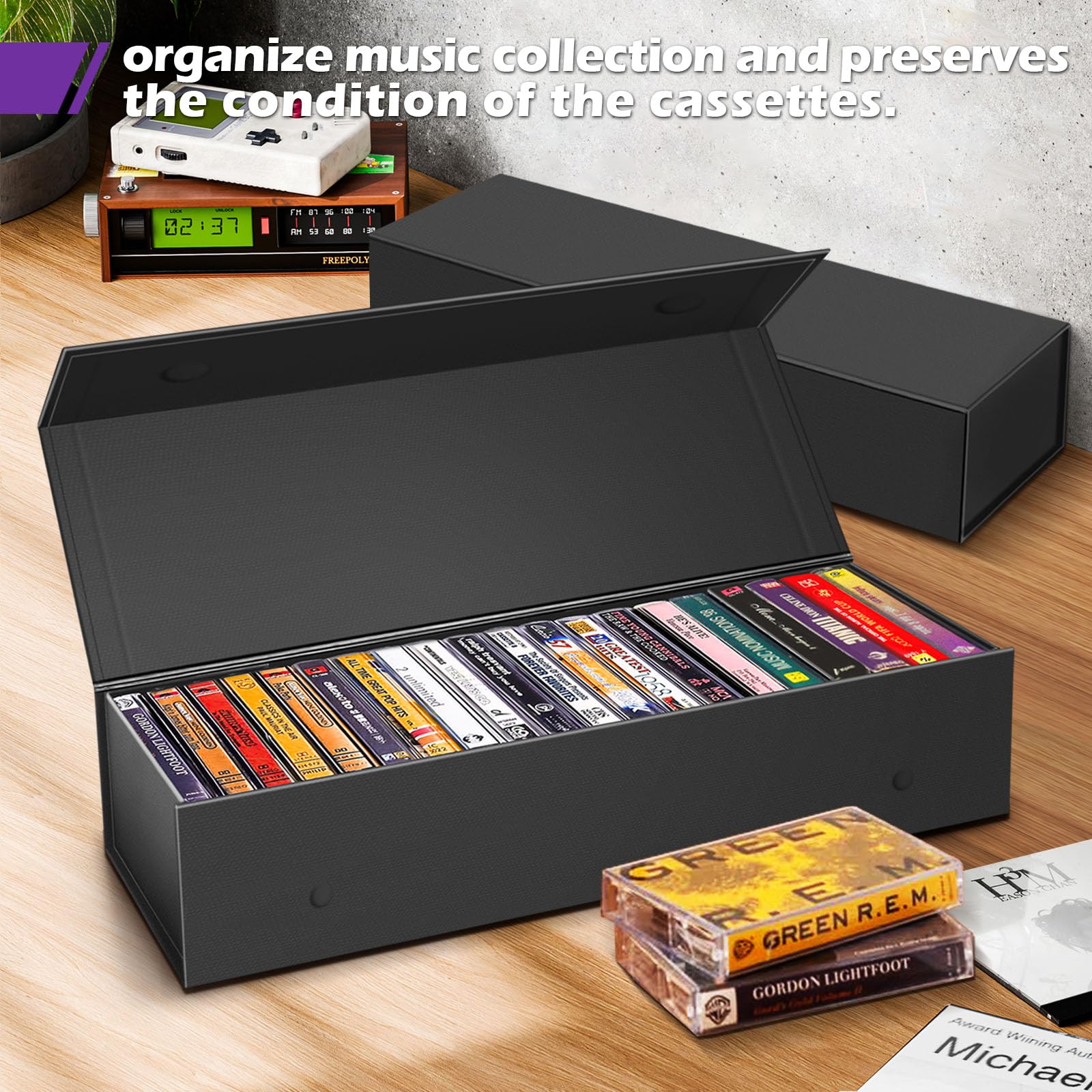 Amazon.com: 3 Pack Cassette Tape Storage Box, Tape Holder Store 60