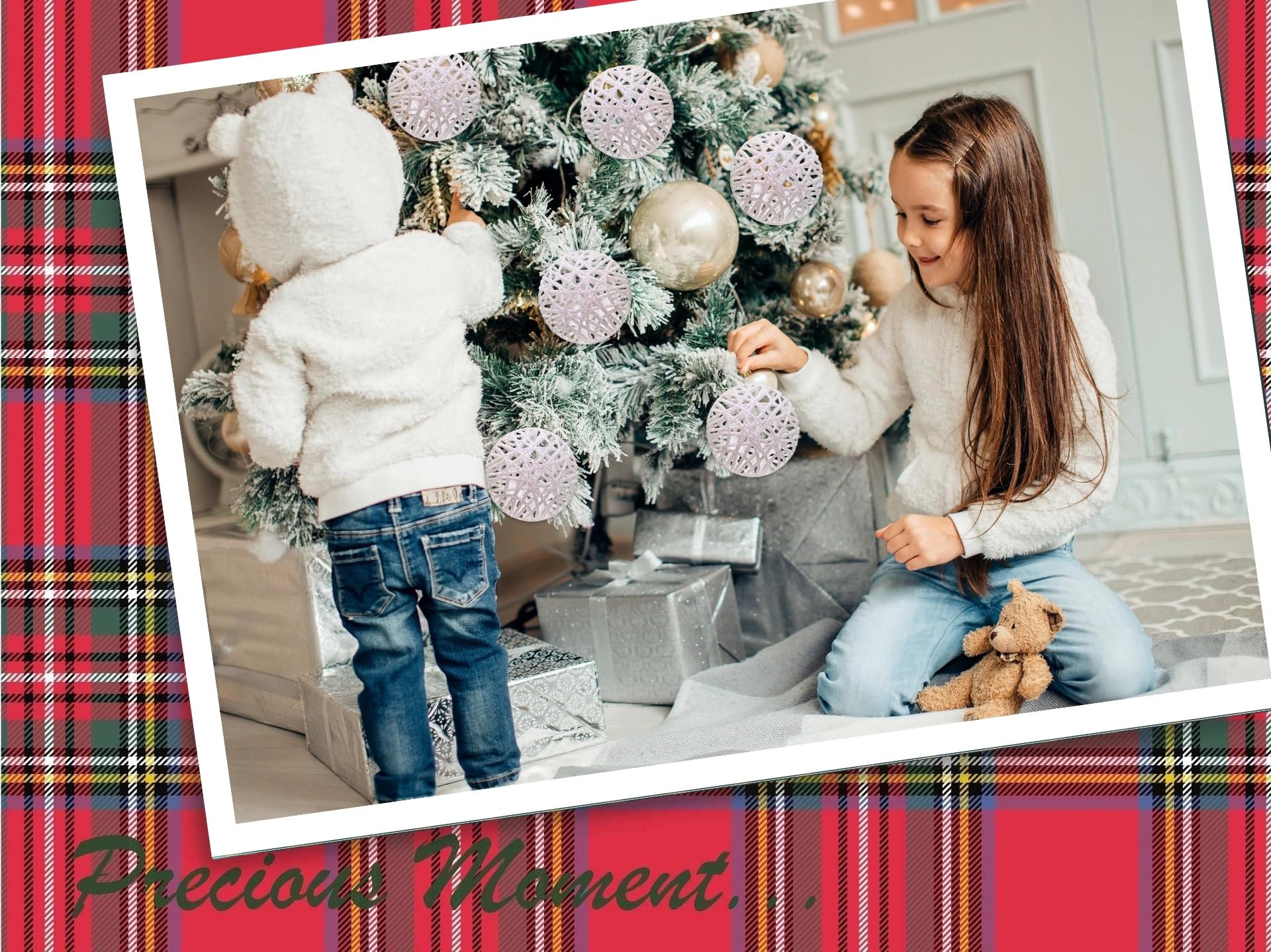 Christmas Traditions Adornos de bola de ratán blanco iridiscente con purpurina de 4 pulgadas (juego de 6) (blanco iridiscente), tamaño grande