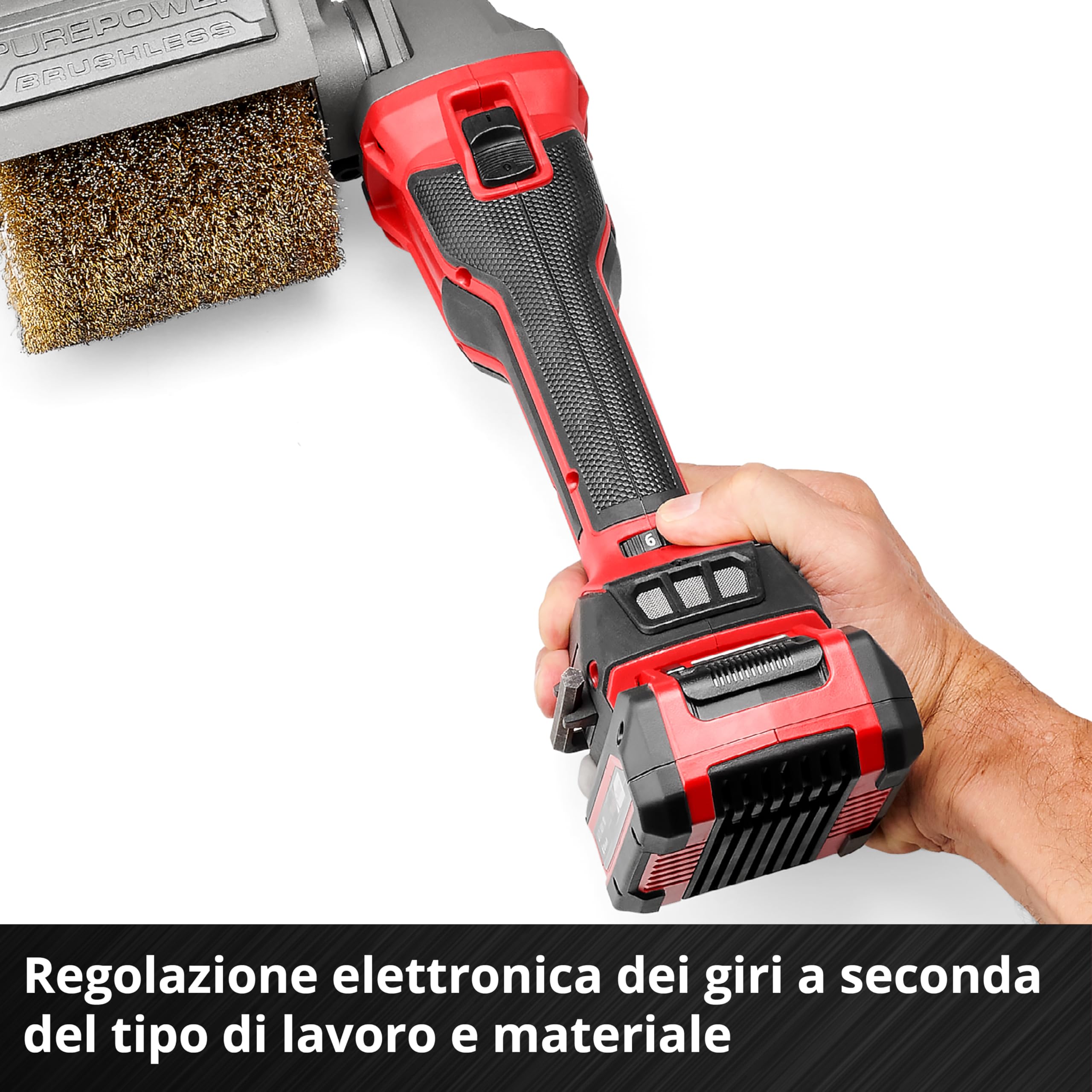 Levigatrice a spazzola Einhell Professional TP-BR 18/32 Li BL-Solo PXC (18 V, 1300 W, Brushless, max 3.200 giri/min. per spazzole da 120 mm, inclusa spazzola in fibra sintetica, batteria esclusa)