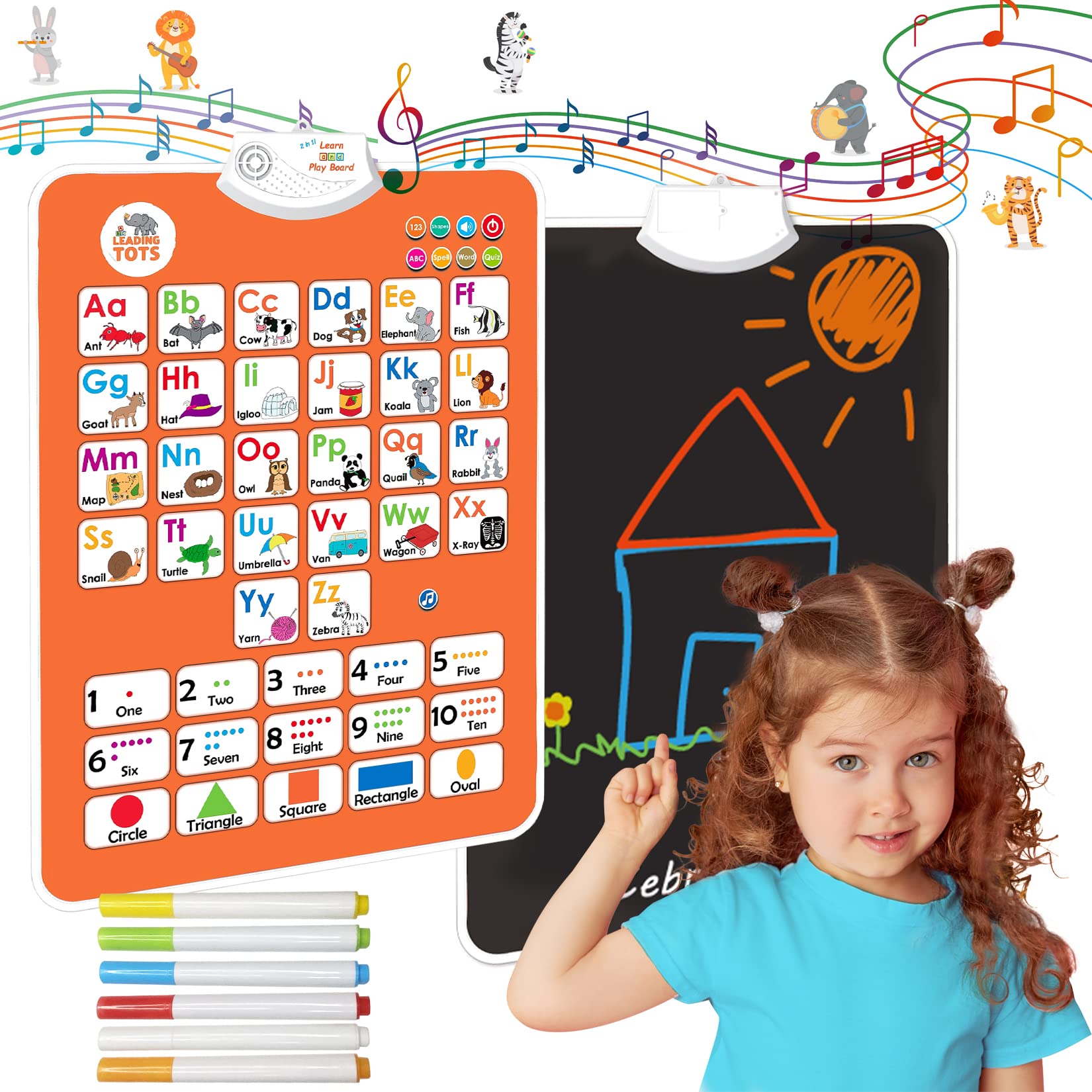 Interactive ABC Learn and Play Chart, ABC Learning for Toddlers, Electronic Alphabet Poster, ABC Wall Chart, ABC Poster for Toddlers Wall, Phonics Talking Poster Double Sided
