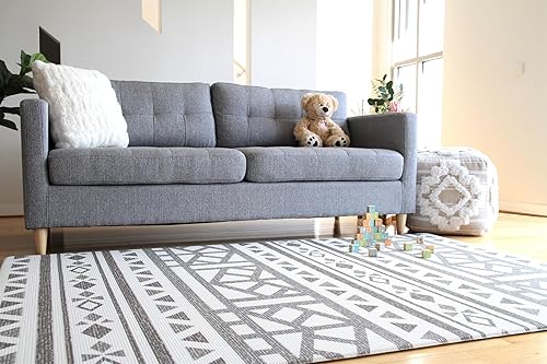 Miniatura 5 de Cushmat Elegante alfombra de juego de espuma reversible (grande, safari tropical - cristales de carbono) - Tapete de juego suave, impermeable y