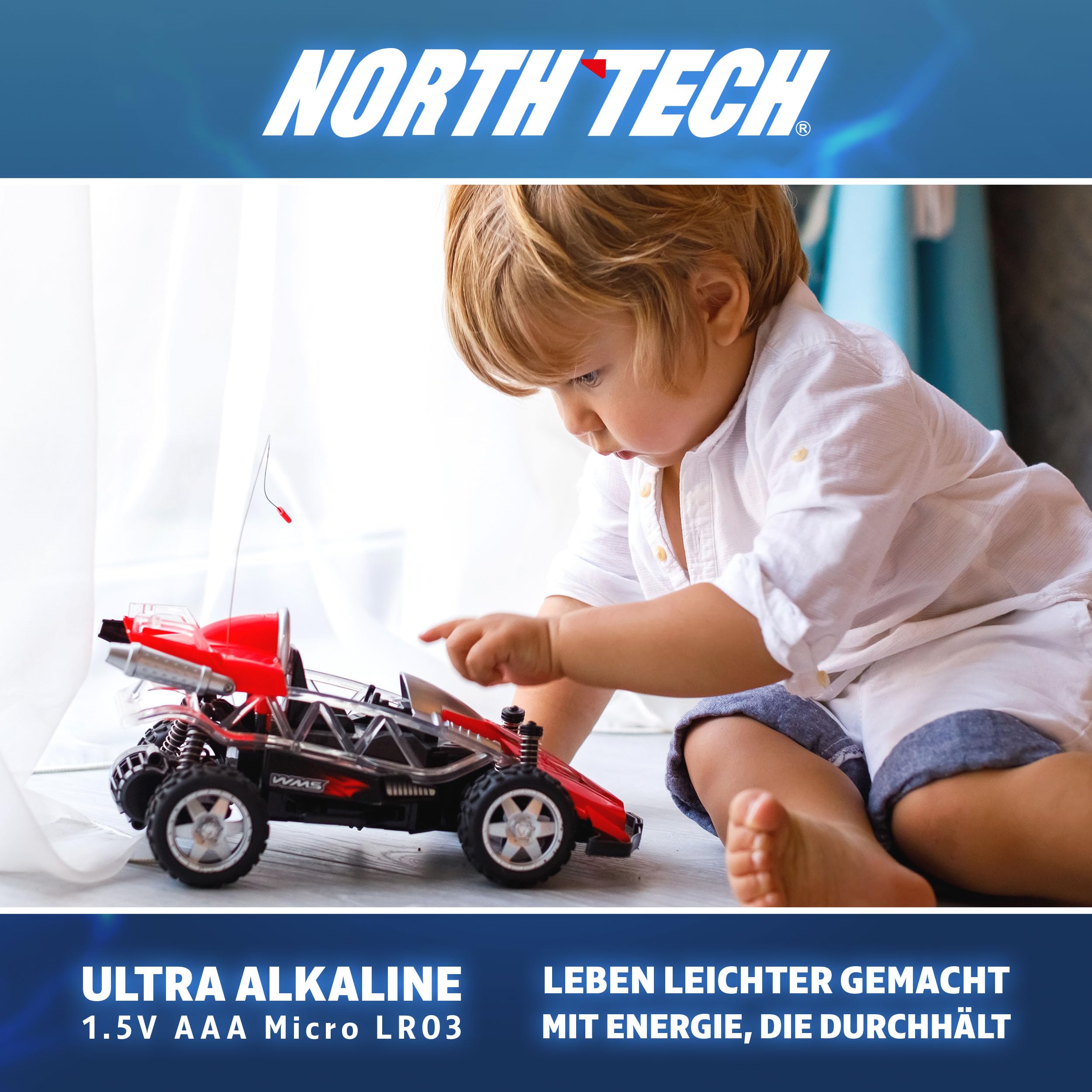 North Tech Ultra Piles alcalines AA et AAA – 90 x AA + 80 x AAA + 5 x CR2032 gratuites | Pack énergétique haute performance | Durable, anti-fuite et respectueux de l'environnement | Durée de vie de 10
