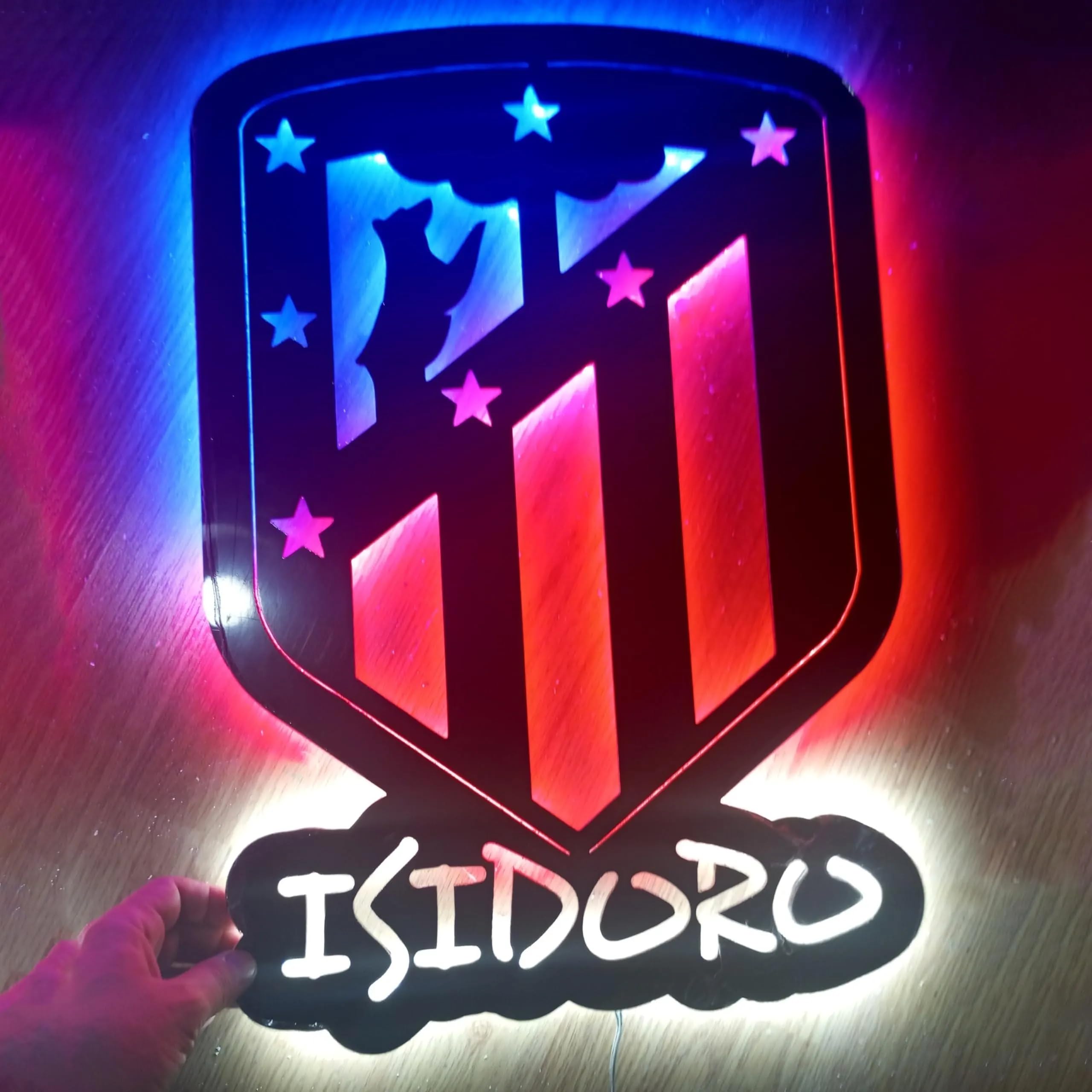 Letrero neon led escudo personalizado Madrid iluminado para colgar en la pared habitación de fútbol para aficionado atlético de España colchonero