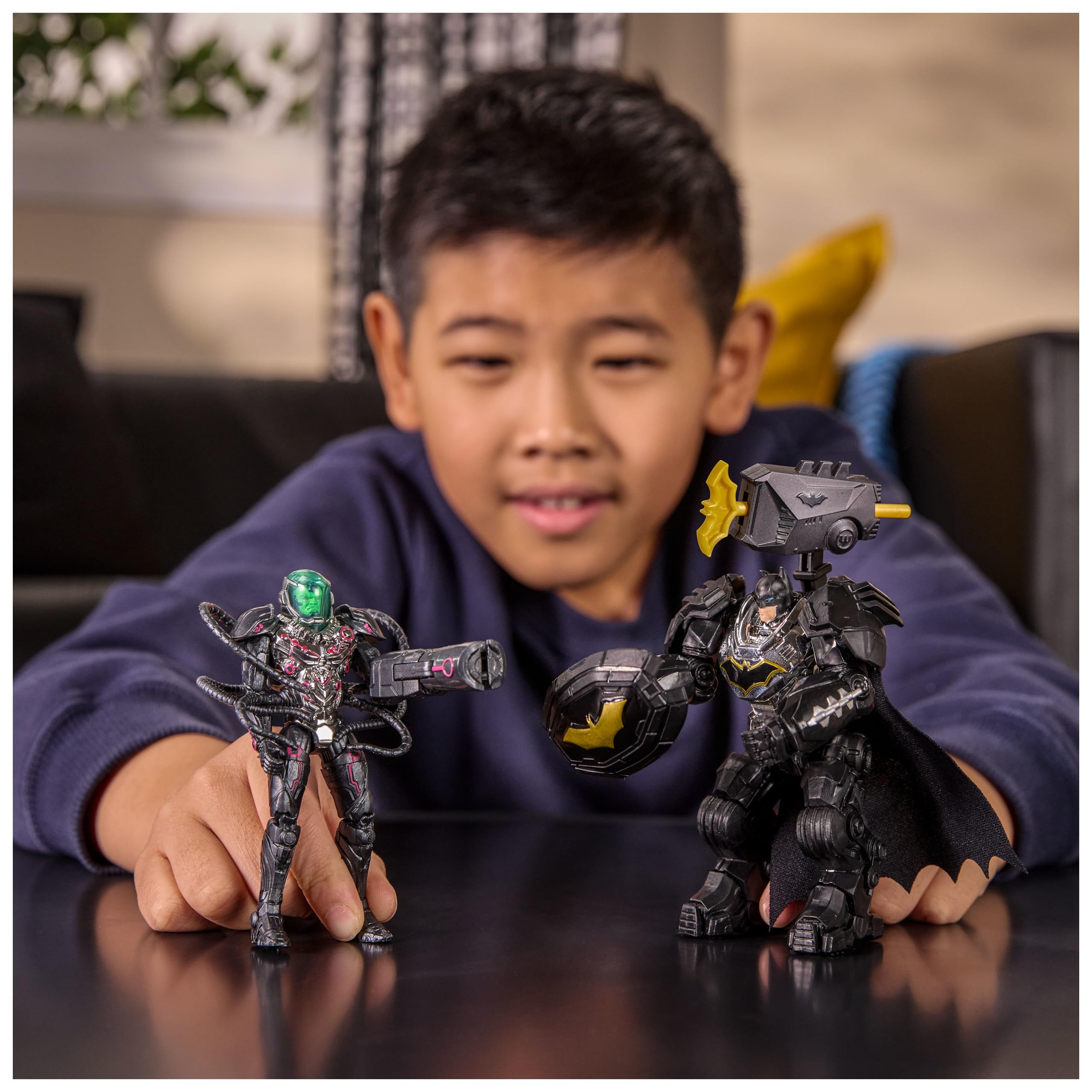 DC Comics, Metal Force Team Up Brainiac and Lex Luthor vs Batman and Superman Set, 4-Inch Action Figures with Exclusive Accessories, Includes Character Cards, Kids Toys of Boys Ages 4 and Up