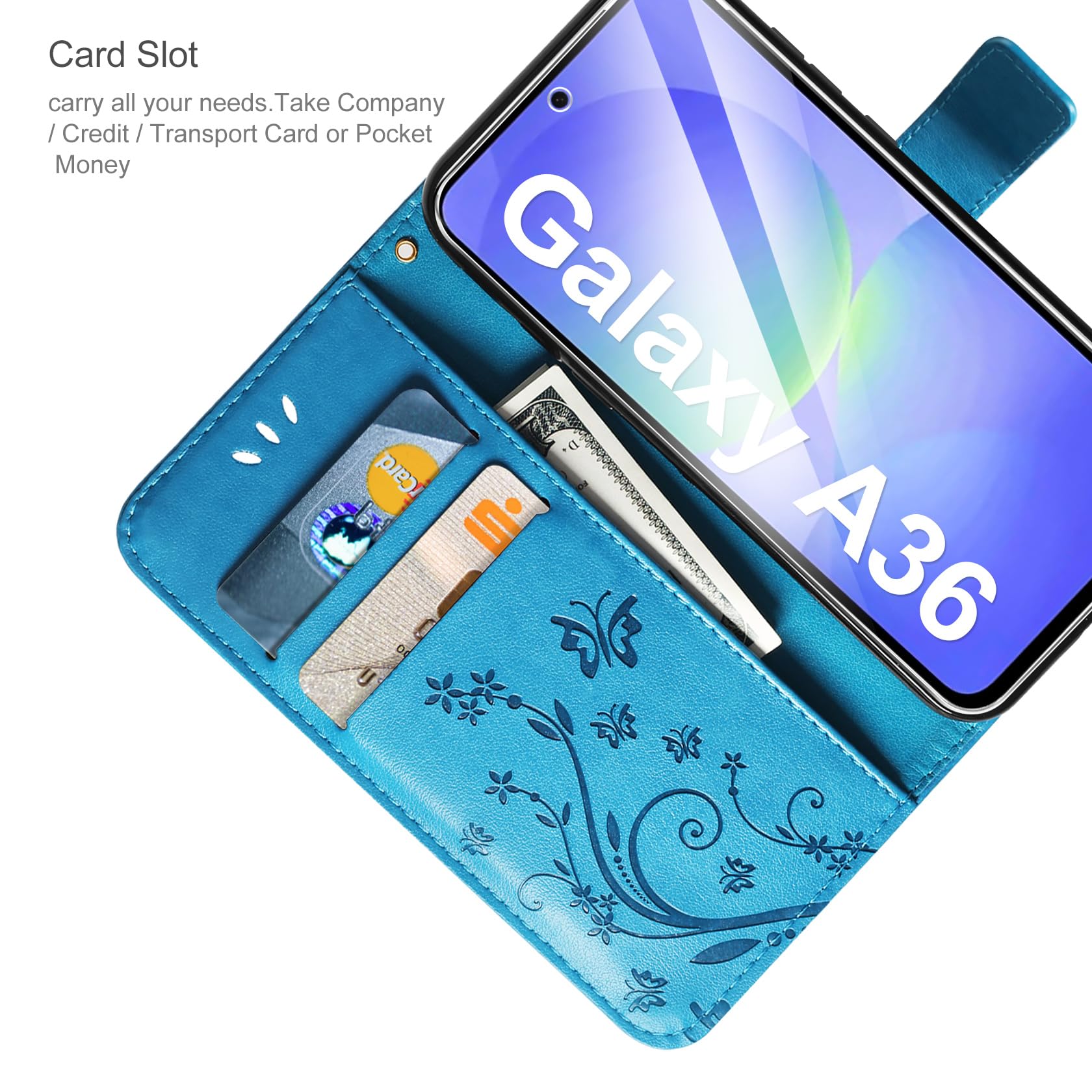AROYI Etui kompatybilne z Samsung Galaxy A36 5G, etui z portfelem, skóra PU, z przegródkami na karty, składany stojak, magnetyczna ochrona etui z klapką, pasuje do telefonu Samsung Galaxy A36 5G