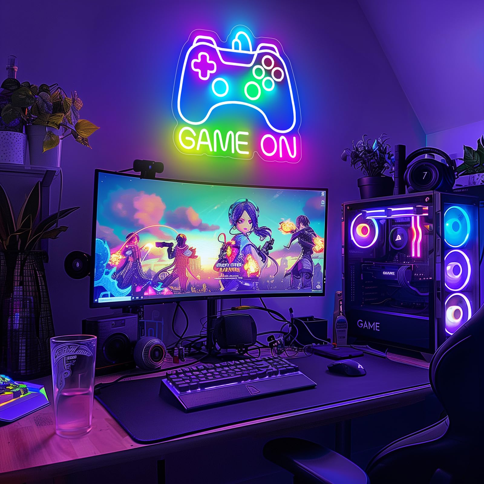 Basaneon Gamer Neon Sign, Dimmable Neon Controller Sign for Gaming Room Decor, USB Powered Gamepad Shaped Gaming Neon Sign for Teen Boys Room Decor - Best Gifts Led Gaming Sign for Teenage Boys Kids