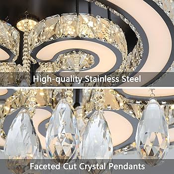HAIXIANG 32 Inch Glam Chandelier Modern Crystal Luxury