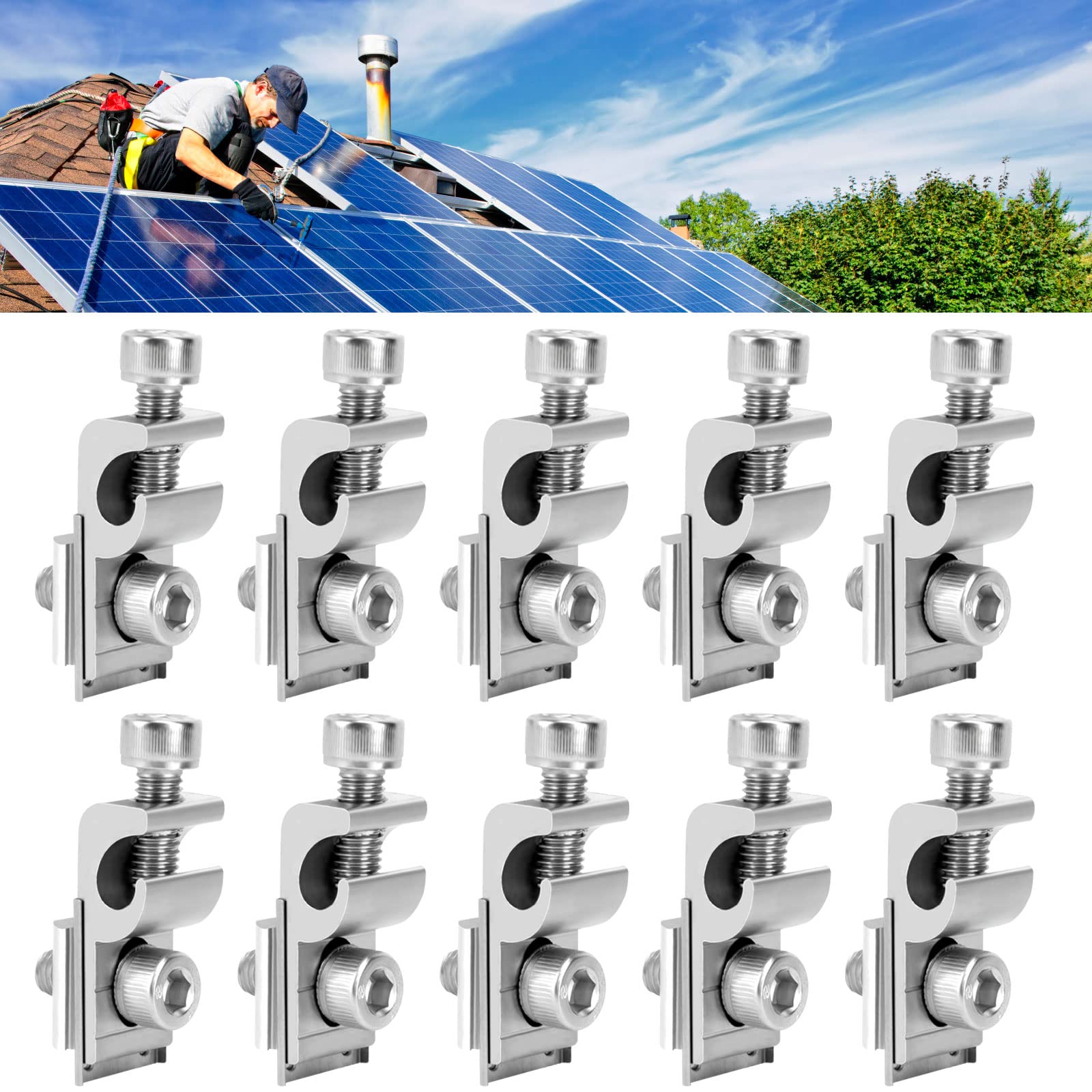8 Pz Staffa per pannello solare, Standard Pannello Solare Clip, Staffa di Montaggio Modulo Solare, Supporto Fotovoltaico per Sistema di Montaggio solare