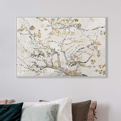 Miniatura 3 de The Oliver Gal Artist Co. Lienzo enmarcado clásico y figurativo para pared, impresiones con texto en inglés "Van Gogh Blossoms Inspiration Light",