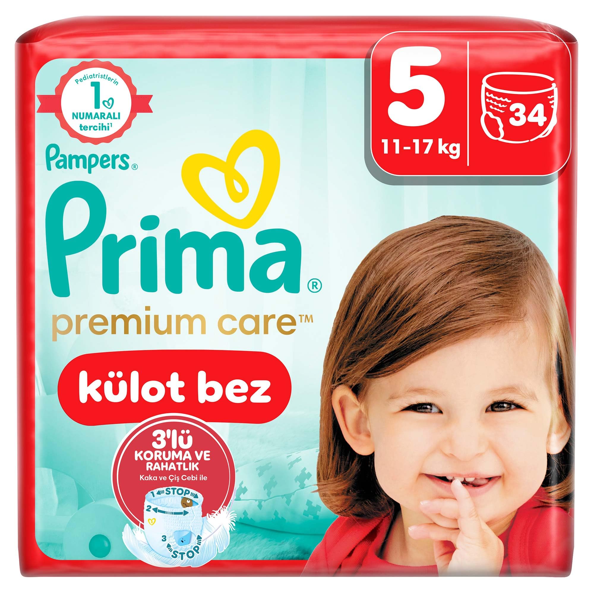 Prima Külot Bebek Bezi Premium Care 5 Numara 34'lü 12-17 kg